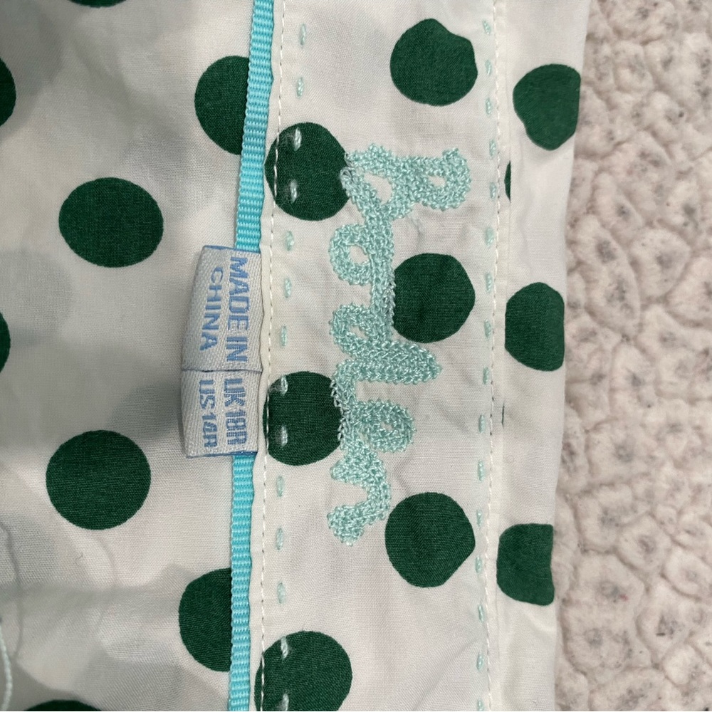 Boden long sleeve button down shirt, dark green polka dot . - Picture 3 of 5